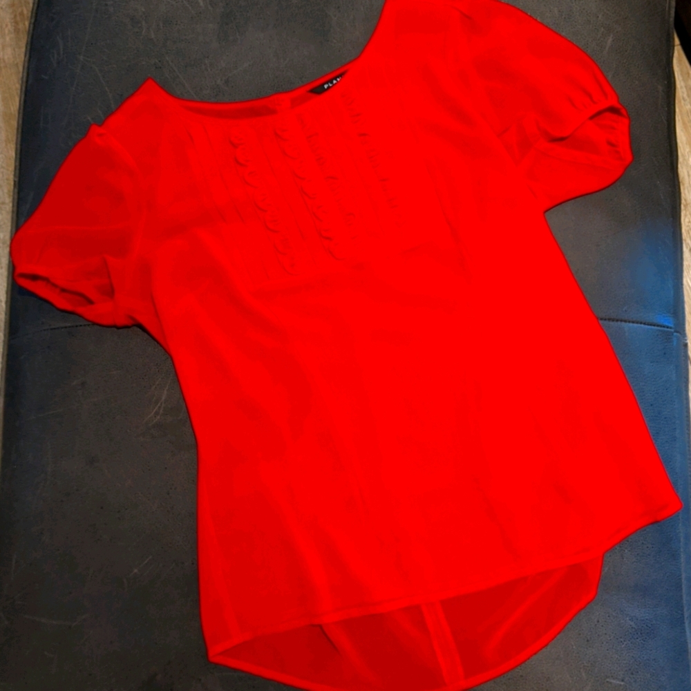 Red sheer blouse